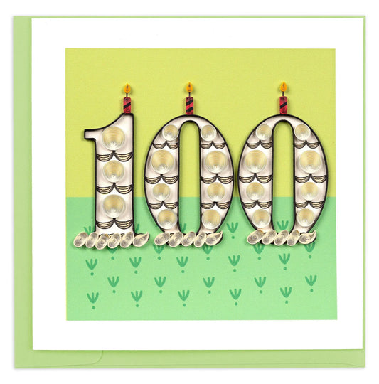 Quilled Birthday Milestone Greeting Card - 100