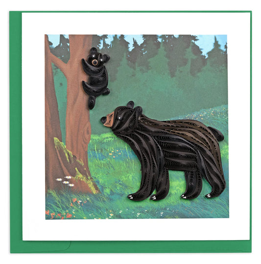 Quilled Black Bear & Cub Greeting Card