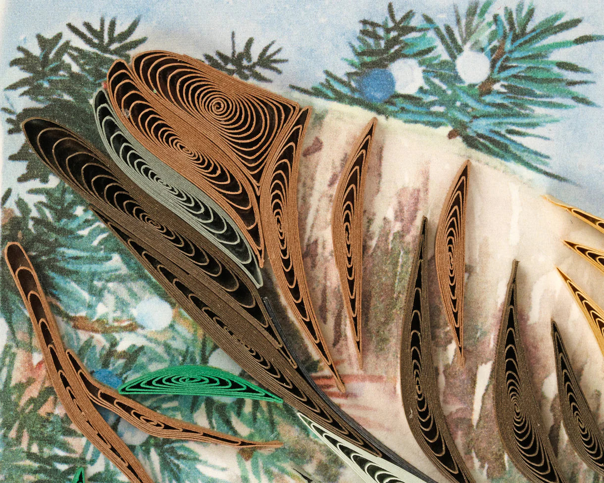 Quilled Great Horned Owl Greeting Card