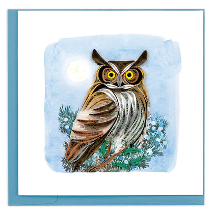Quilled Great Horned Owl Greeting Card