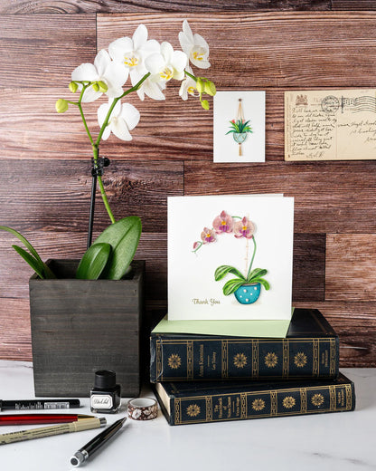 Quilled Potted Orchid Thank You Card