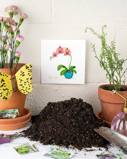 Quilled Potted Orchid Thank You Card