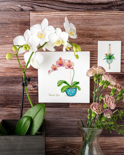 Quilled Potted Orchid Thank You Card