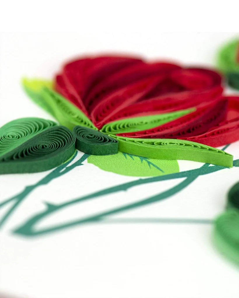 Quilled Red Roses Greeting Card