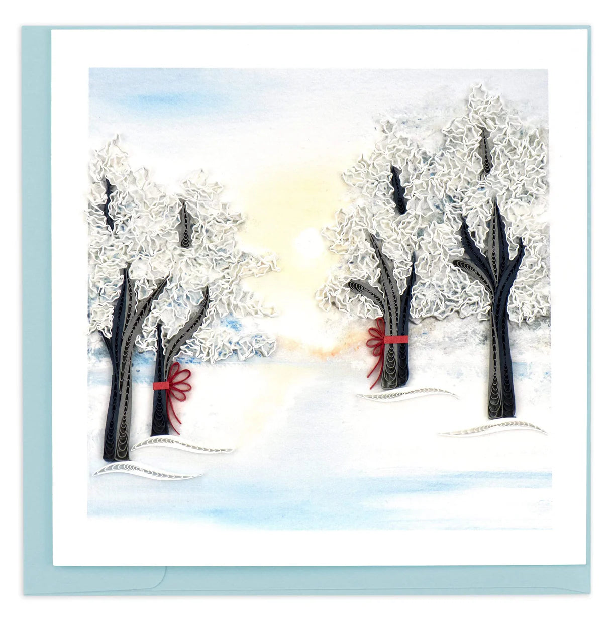 Quilled Snow Covered Trees Greeting Card
