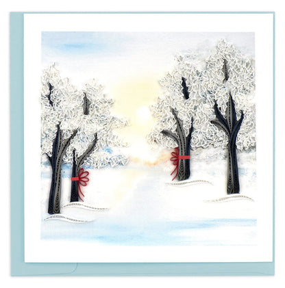 Quilled Snow Covered Trees Greeting Card