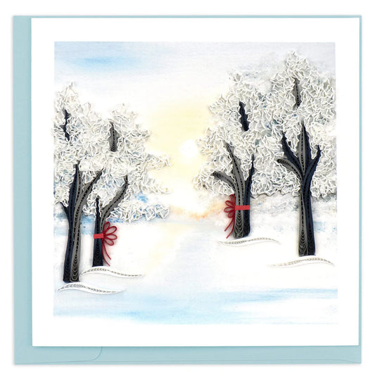 Quilled Snow Covered Trees Greeting Card