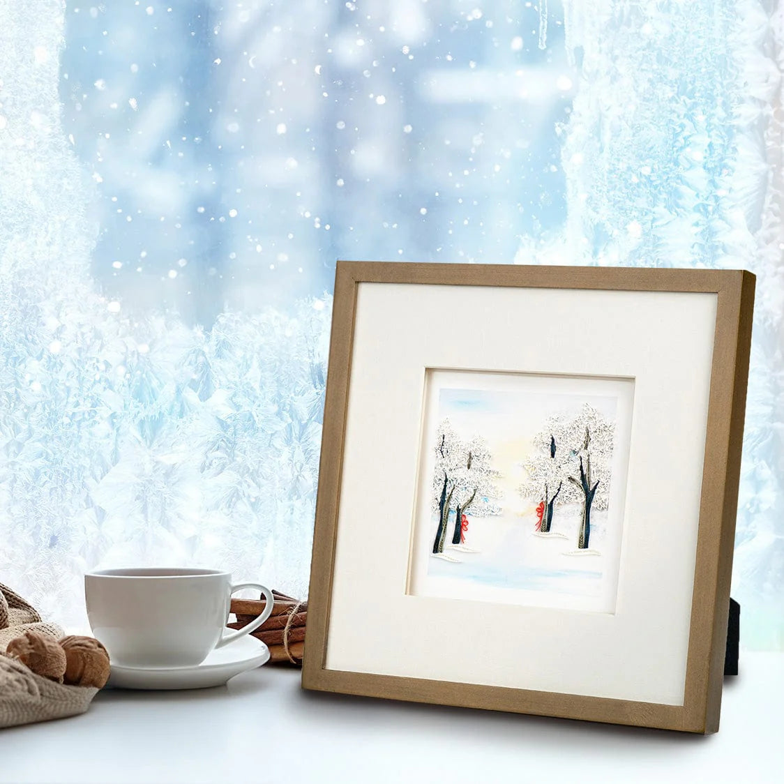 Quilled Snow Covered Trees Greeting Card