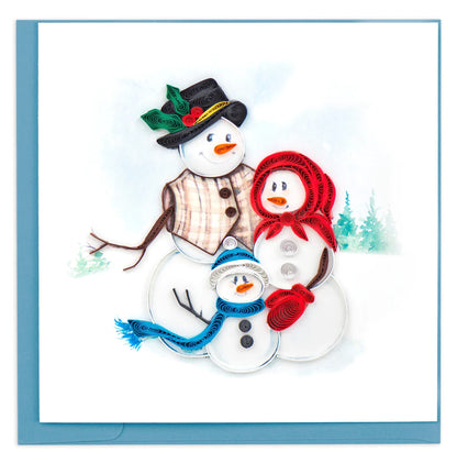 Quilled Snowman Family Holiday Card