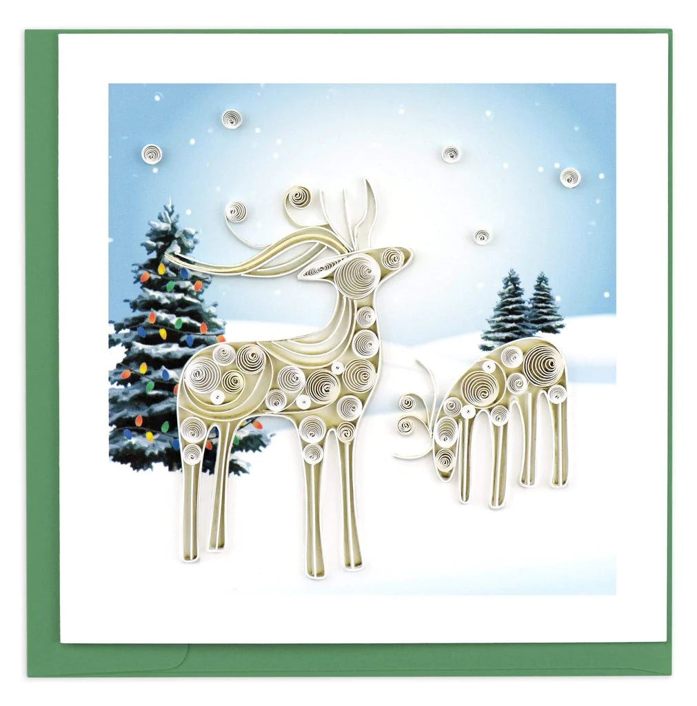 Quilled Snowy Reindeer Holiday Card