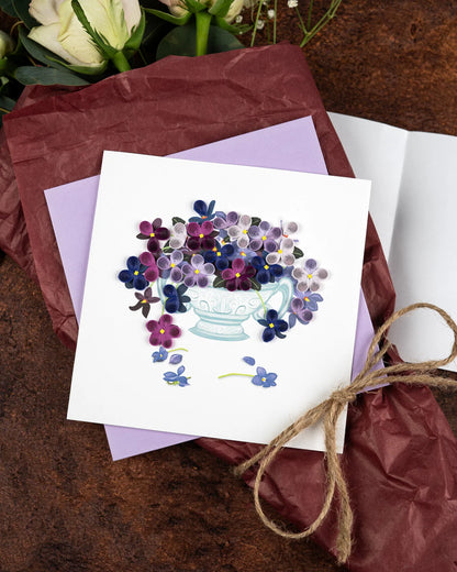 Quilled Violet Bouquet Greeting Card