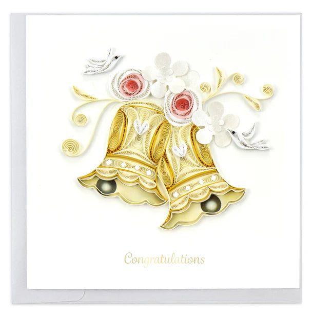 Quilled Wedding Bells Greeting Card