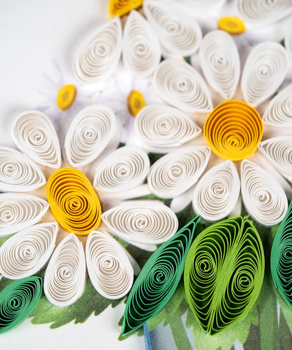 Quilled White Daisies in Jar Greeting Card