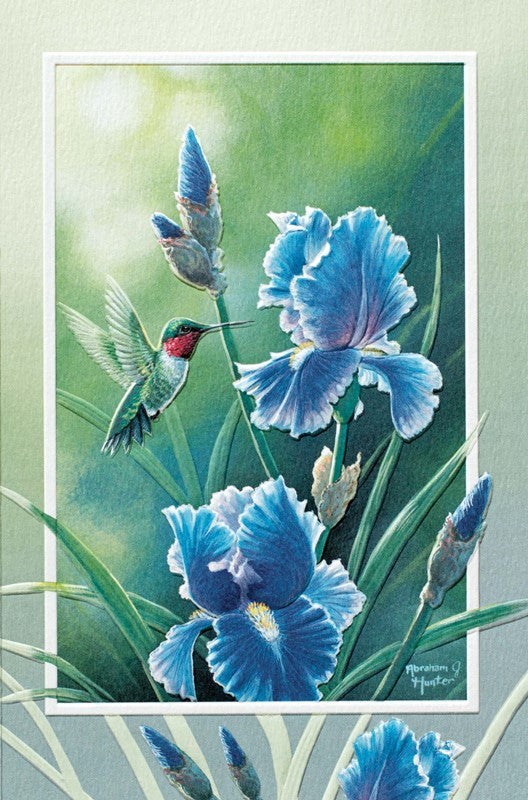 PP Think of You Card Hummingbird and Iris