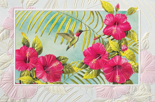 PP Get Well Card Hibiscus & Hummingbird