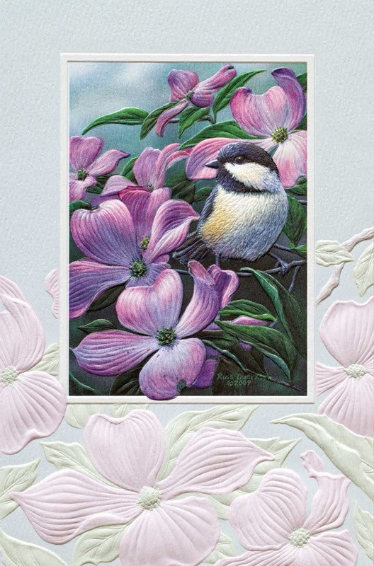 PP Birthday Card Chickadee on Dogwood