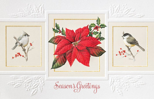 PP Christmas Card Songbirds & Poinsettia