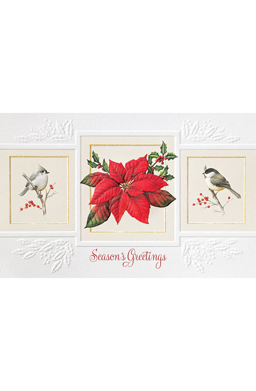 PP Christmas Card Songbirds & Poinsettia