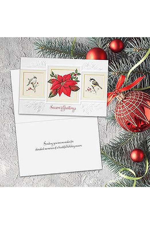 PP Christmas Card Songbirds & Poinsettia