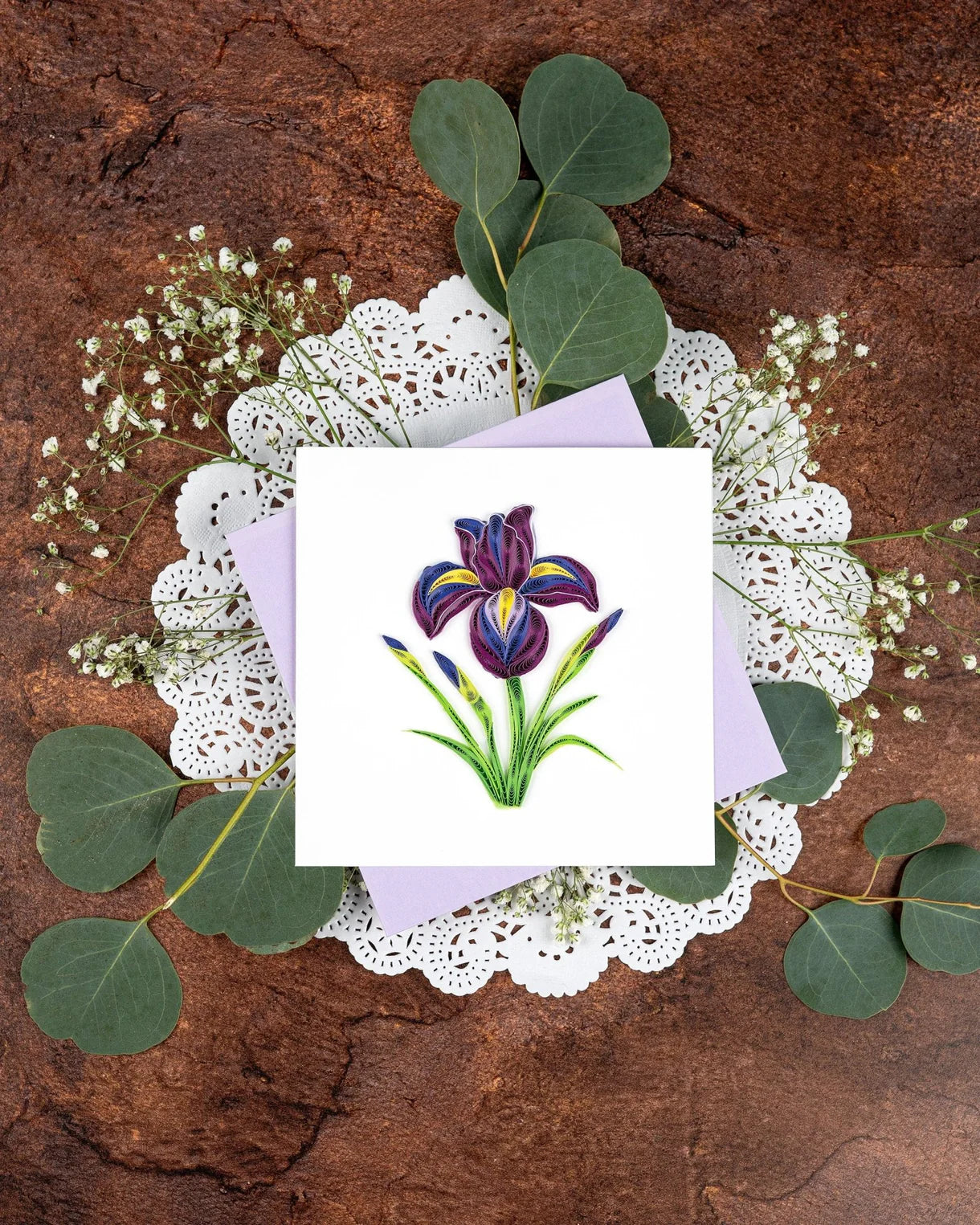 Quilled Iris Flower Greeting Card