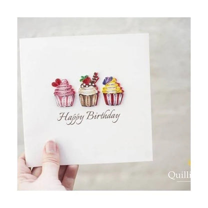 Quilled Birthday Cupcakes Greeting Card