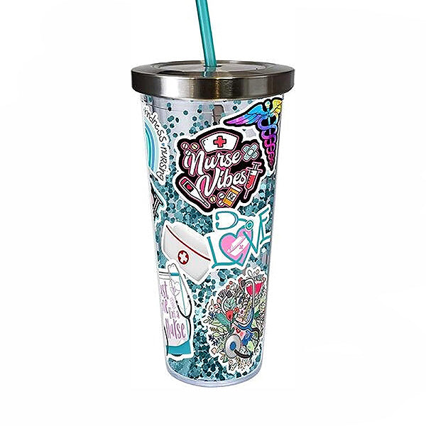 Nurse Sticker Art Glitter Cup