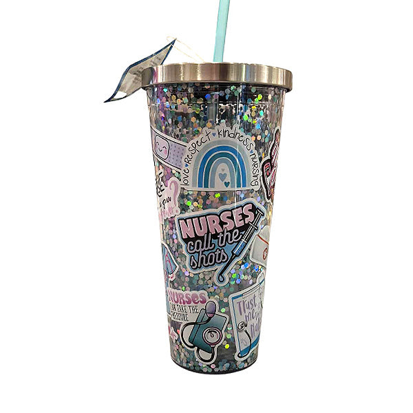 Nurse Sticker Art Glitter Cup