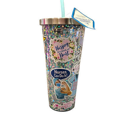 Nurse Sticker Art Glitter Cup
